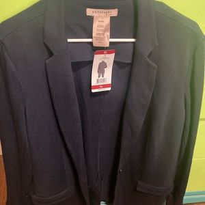 NWT Philosophy Navy Jacket Blazer Suit Night Life Office Button Soft Fun